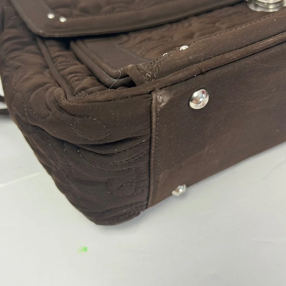 Vera Bradley Brown Quilted Briefcase‎ Messenger Laptop Bag Floral Lining